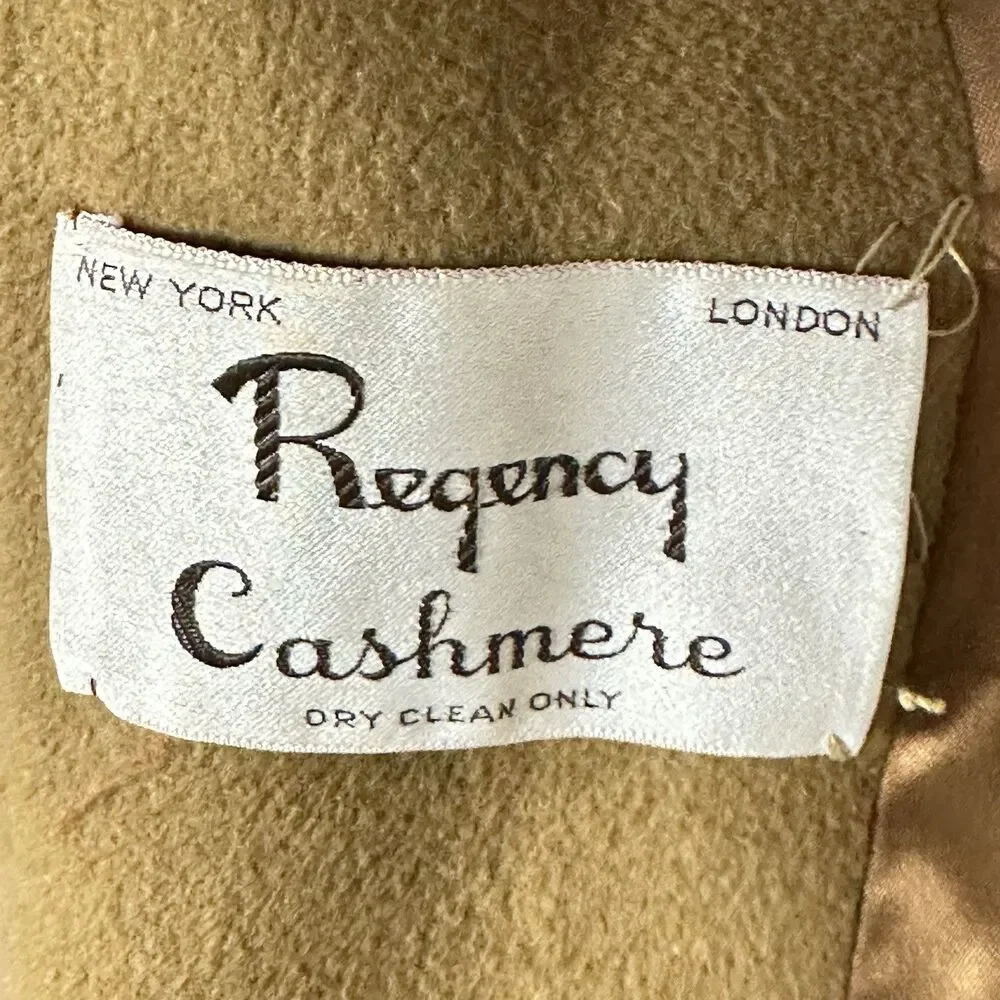 Vintage Regency Cashmere Coat Women Medium 70s Glam Fashion Fox Fur Long Brown - Picture 14 of 14